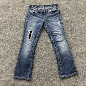 D9 Jeans Womens Size 28 Blue Slick Bootcut Distressed Ripped Denim Y2K Casual